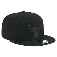 Men's New Era Black Chicago Bulls Adventure Canvas Split Panel 9FIFTY Snapback Hat