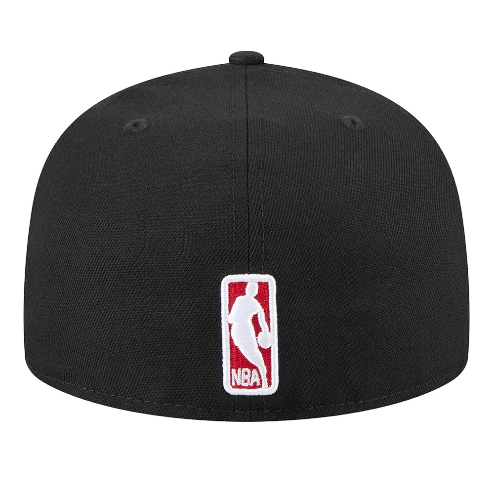 Casquette ajustée Chicago Bulls Throwback Pennant 59FIFTY noire New Era pour homme