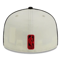 Men's New Era Cream/Black Chicago Bulls Piping 2-Tone 59FIFTY Fitted Hat