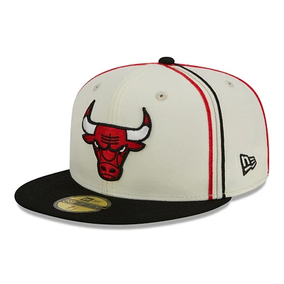 Casquette ajustée 59FIFTY bicolore à passepoil Chicago Bulls New Era crème/noir pour hommes