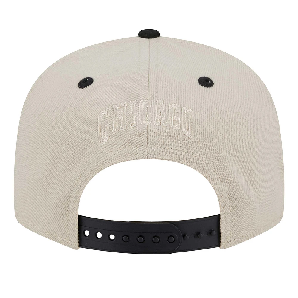 Men's New Era Cream Chicago Bulls Injection Team Art 9FIFTY Adjustable Snapback Hat
