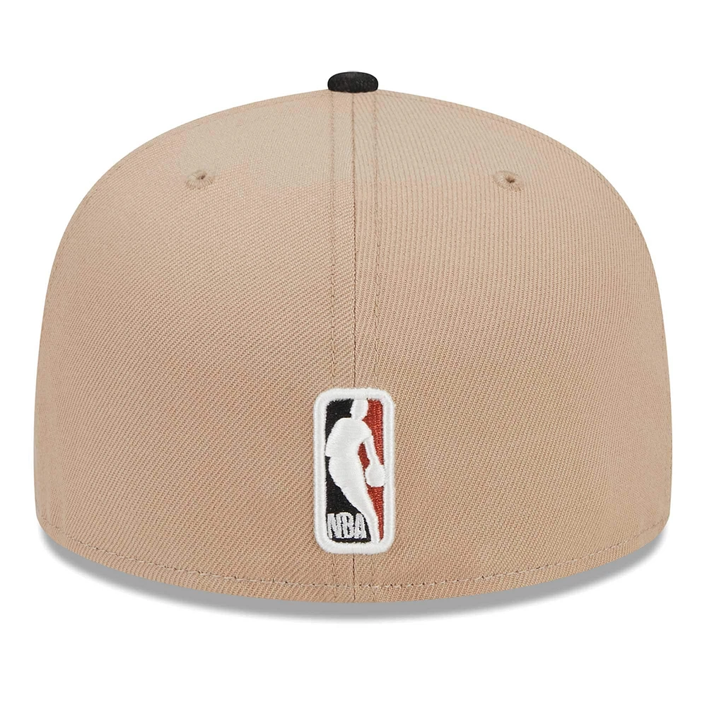 Men's New Era Khaki/Black Chicago Bulls Burnt Orange Logo Two-Tone 59FIFTY Fitted Hat
