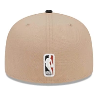 Men's New Era Khaki/Black Chicago Bulls Burnt Orange Logo Two-Tone 59FIFTY Fitted Hat