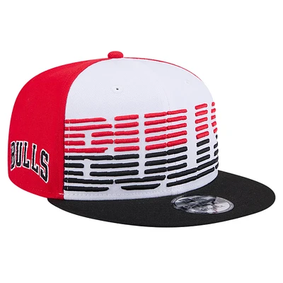 Casquette Snapback 9FIFTY Chicago Bulls Throwback Gradient Tech Font New Era pour hommes, blanc/noir