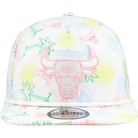 Men's New Era White Chicago Bulls Palm Trees and Waves Golfer Adjustable Hat