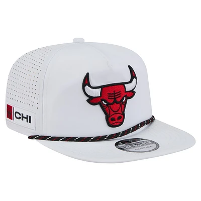 Casquette de golf ajustable New Era blanche Chicago Bulls Performance Rope pour homme