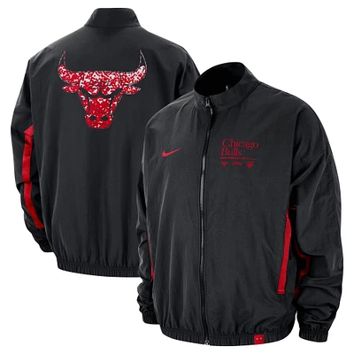 Veste à fermeture éclair intégrale Nike Chicago Bulls Courtside Vintage Warmup pour homme - Noir