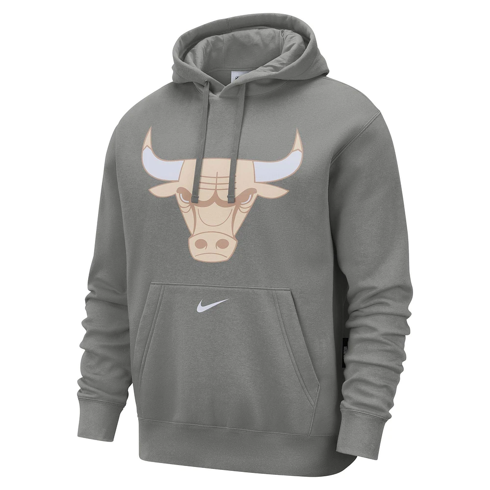 Men's Nike Steel Chicago Bulls 2024/25 City Edition Essential Club Pullover Hoodie