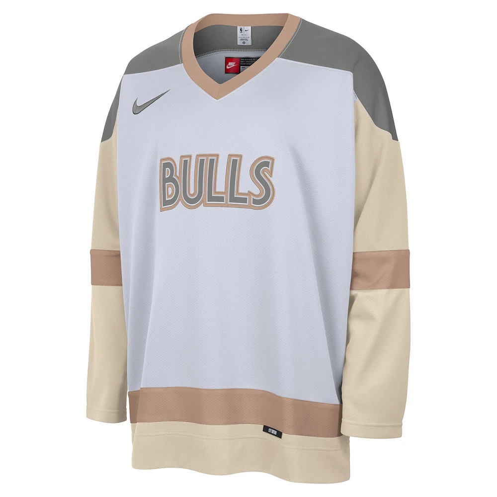 Maillot de hockey Nike Chicago Bulls City Edition 2024/25 pour homme, blanc, poids lourd