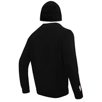 Men's Pro Standard Black Chicago Bulls Crewneck Pullover Sweater & Cuffed Knit Hat Box Gift Set