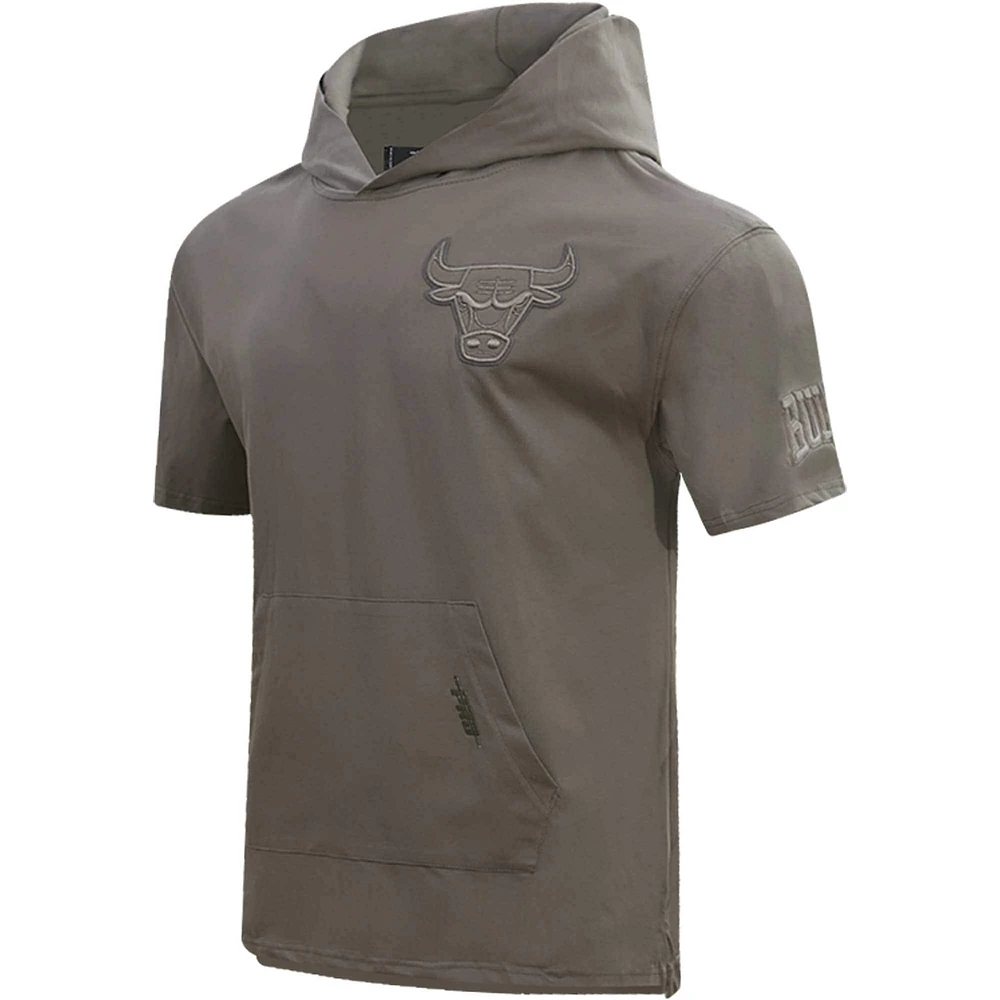 Men's Pro Standard  Gray Chicago Bulls Neutrals Short Sleeve Pullover Hoodie