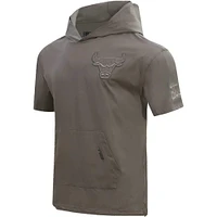 Men's Pro Standard  Gray Chicago Bulls Neutrals Short Sleeve Pullover Hoodie