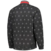 Men's Starter Black Chicago Bulls In-Field Play Fashion Satin Full-Zip Varsity Jacket