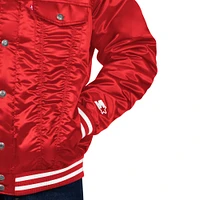 Men's Starter x Levi's Red Chicago Bulls Silver Label Trucker Satin Full-Snap Jacket