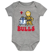 Newborn & Infant Heather Gray Chicago Bulls Star Wars R2-D2 C-3PO Best Buds Bodysuit