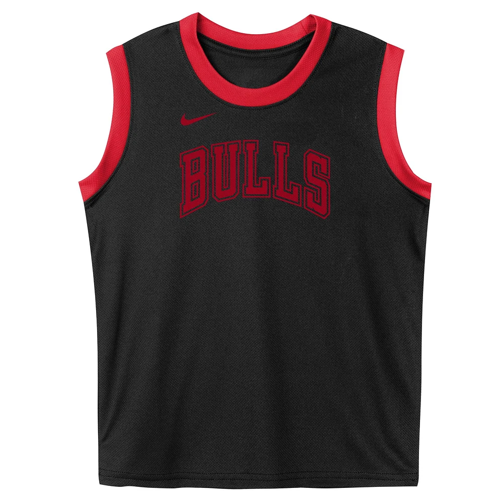 Preschool Black Chicago Bulls Mesh Tank Top and Shorts Set