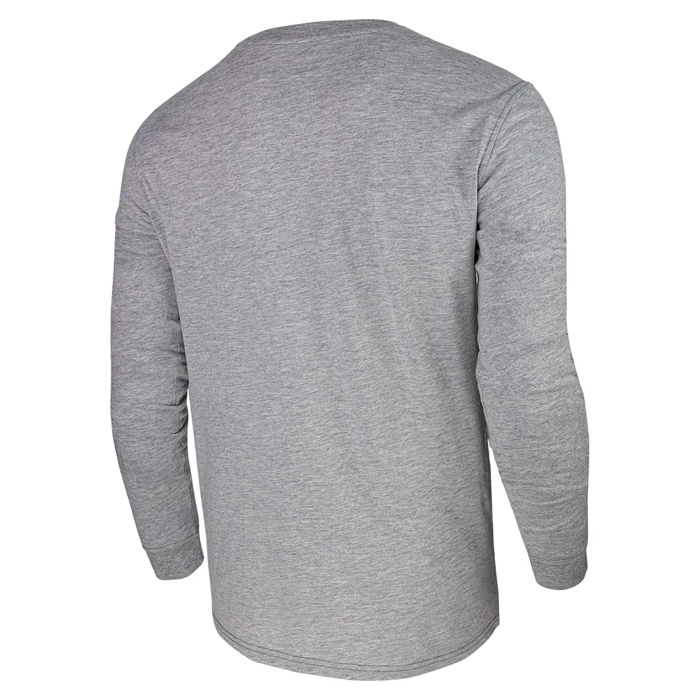 T-shirt unisexe à manches longues gris chiné Chicago Bulls Loge