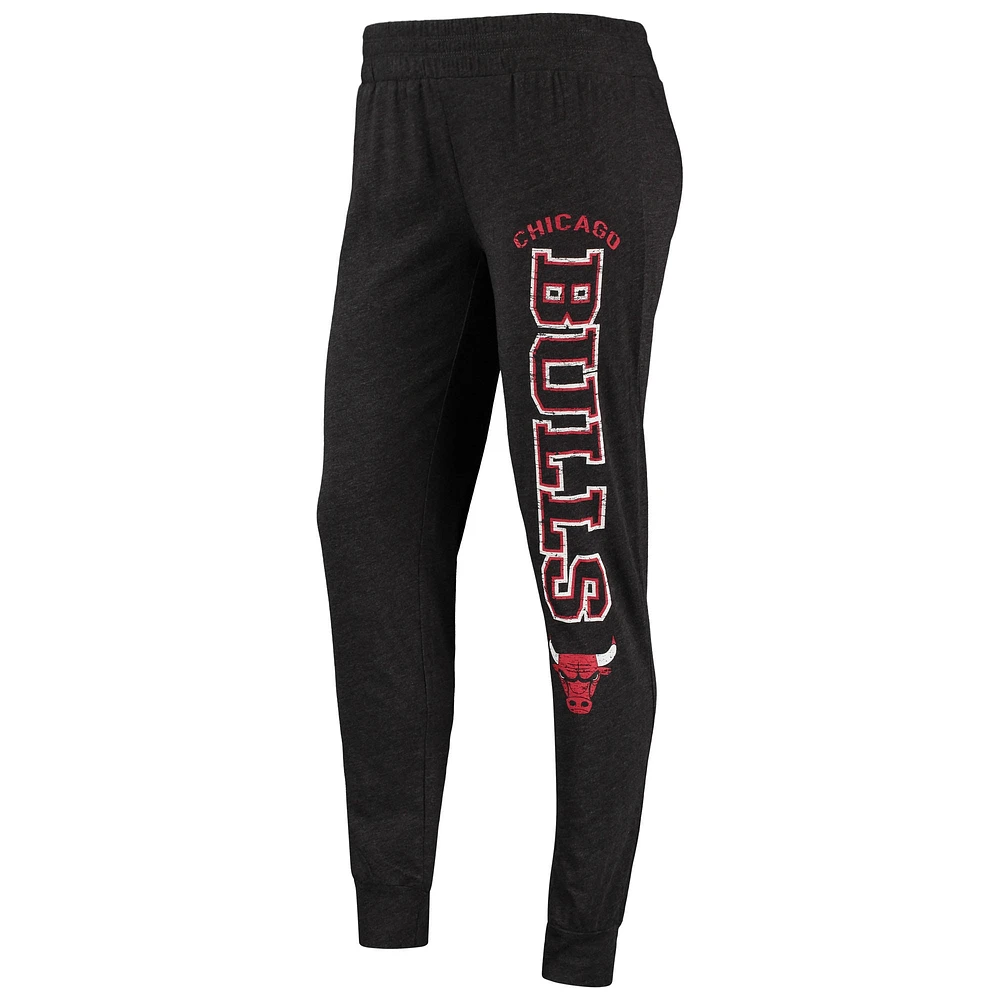 Women's Concepts Sport Heathered Black Chicago Bulls Hoodie & Pants Sleep Set