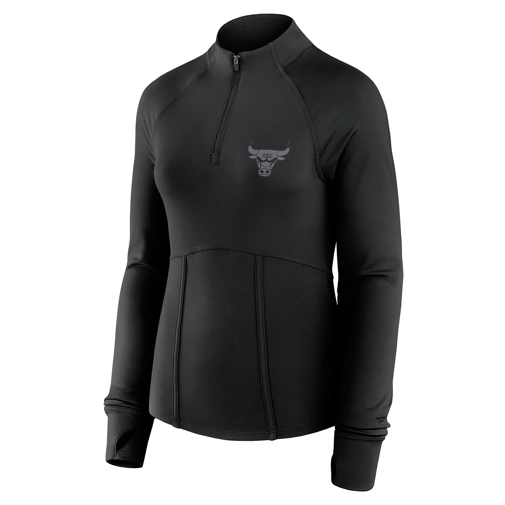Women's Fanatics Black Chicago Bulls Elements Match Raglan Quarter-Zip Top