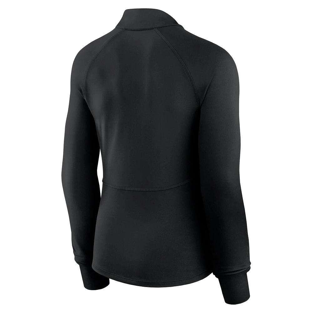Women's Fanatics Black Chicago Bulls Elements Match Raglan Quarter-Zip Top