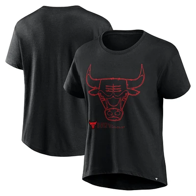 T-shirt à carreaux noirs Chicago Bulls Fanatics pour femmes