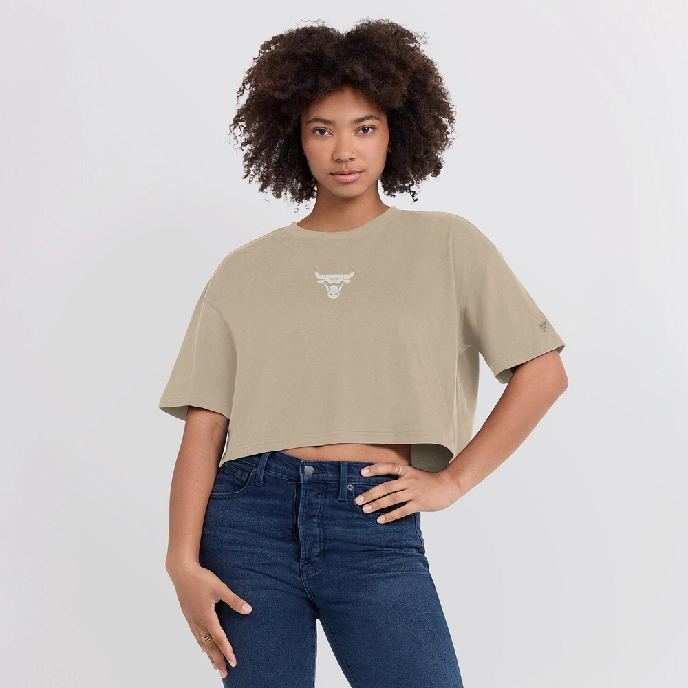 Women's Fanatics Khaki Chicago Bulls Elements Super Soft Boxy Cropped T-Shirt
