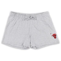 Ensemble combiné t-shirt et short grande taille Fanatics pour femmes, rouge/gris chiné, Chicago Bulls