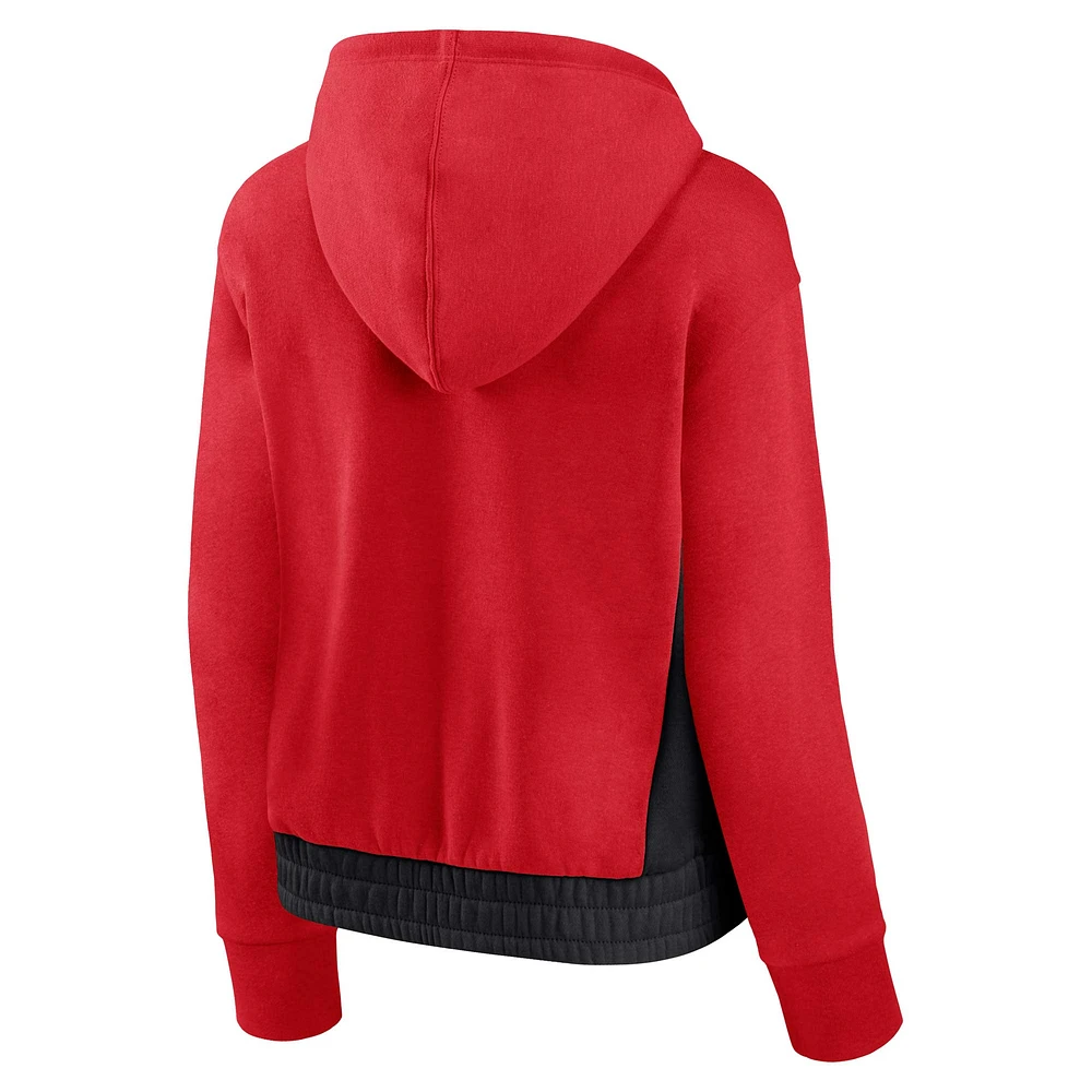 Women's Fanatics Red Chicago Bulls Iconic Halftime Colorblock Pullover Hoodie
