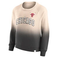 Women's Fanatics Tan/Black Chicago Bulls Lounge Arch Raglan Pullover Sweatshirt