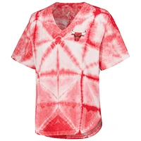 Women's G-III 4Her by Carl Banks Red Chicago Bulls Tournament Raglan Oversized Tie-Dye V-Neck T-Shirt