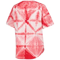 Women's G-III 4Her by Carl Banks Red Chicago Bulls Tournament Raglan Oversized Tie-Dye V-Neck T-Shirt