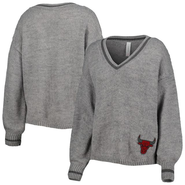 Chandail à encolure en V tri-mélange manches lanterne Chicago Bulls Scarletts pour femme gris Lusso