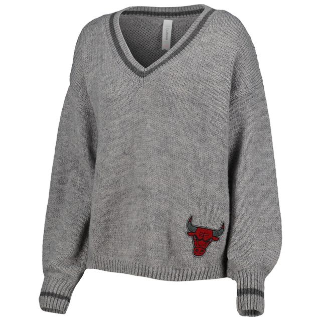 Chandail à encolure en V tri-mélange manches lanterne Chicago Bulls Scarletts pour femme gris Lusso