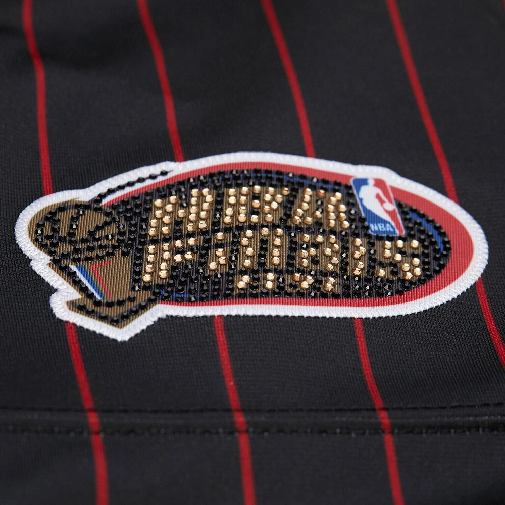 Women's Mitchell & Ness x DANNIJO Scottie Pippen Black Chicago Bulls Cropped Football Fashion Jersey
