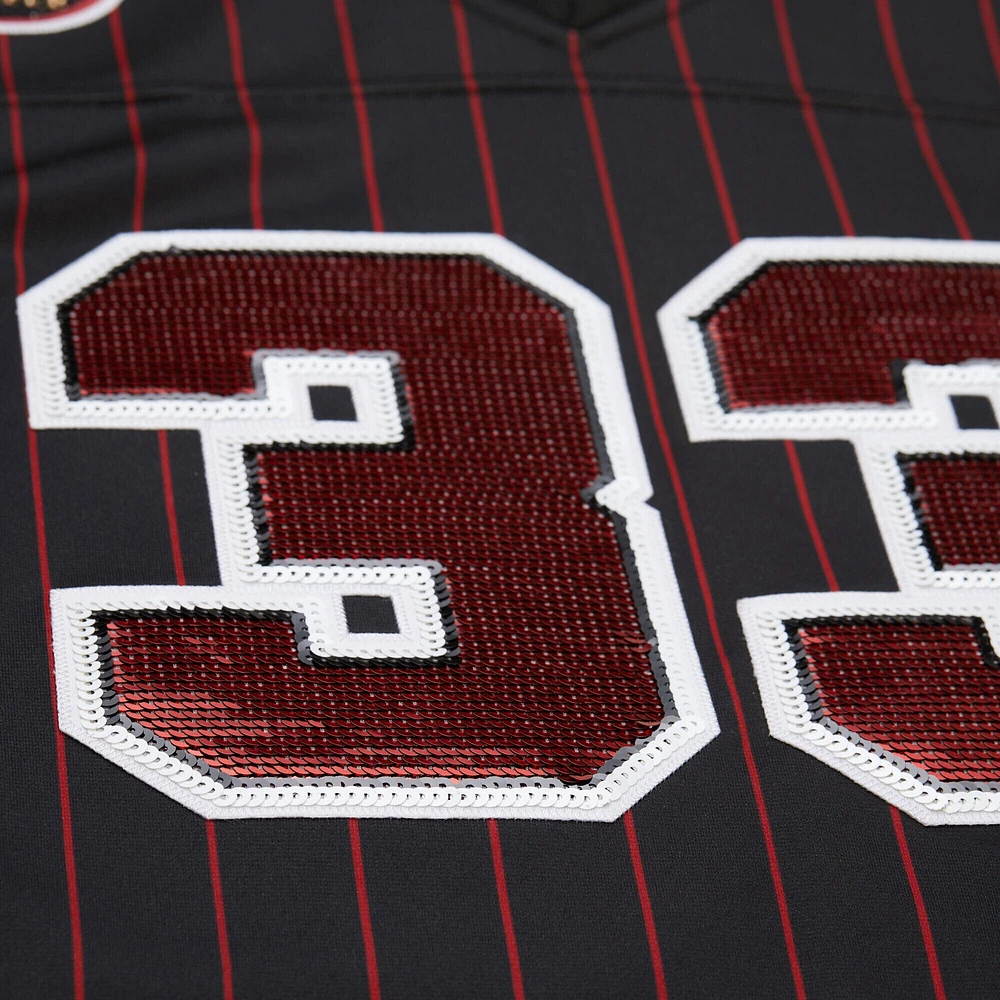Women's Mitchell & Ness x DANNIJO Scottie Pippen Black Chicago Bulls Cropped Football Fashion Jersey