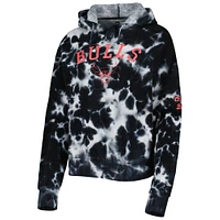 Women's New Era Black Chicago Bulls Brushed Cotton Tie-Dye Pullover Hoodie