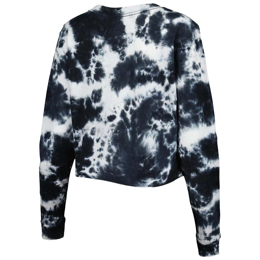 Women's New Era Black Chicago Bulls Tie Dye Cropped Long Sleeve T-Shirt