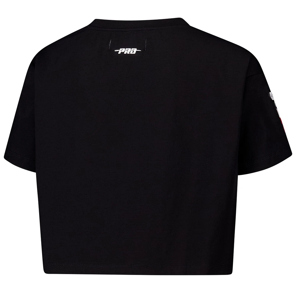 Women's Pro Standard Black Chicago Bulls Jewels Boxy Cropped T-Shirt