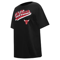 Women's Pro Standard Black Chicago Bulls Script Boyfriend T-Shirt