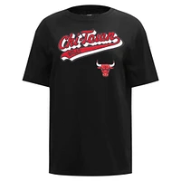 Women's Pro Standard Black Chicago Bulls Script Boyfriend T-Shirt