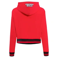 Women's Pro Standard Red Chicago Bulls Script Tail Cropped Pullover Hoodie