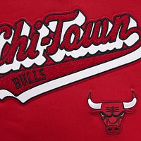 Women's Pro Standard Red Chicago Bulls Script Tail Cropped Pullover Hoodie