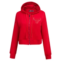 Women's Pro Standard Red Chicago Bulls Triple Tonal Full-Zip Hoodie