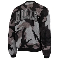 Women's The Wild Collective Black Chicago Bulls Camo Sherpa Full-Zip Bomber Jacket