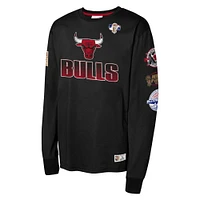 Youth Mitchell & Ness Black Chicago Bulls  Hardwood Classics All Over Long Sleeve T-Shirt