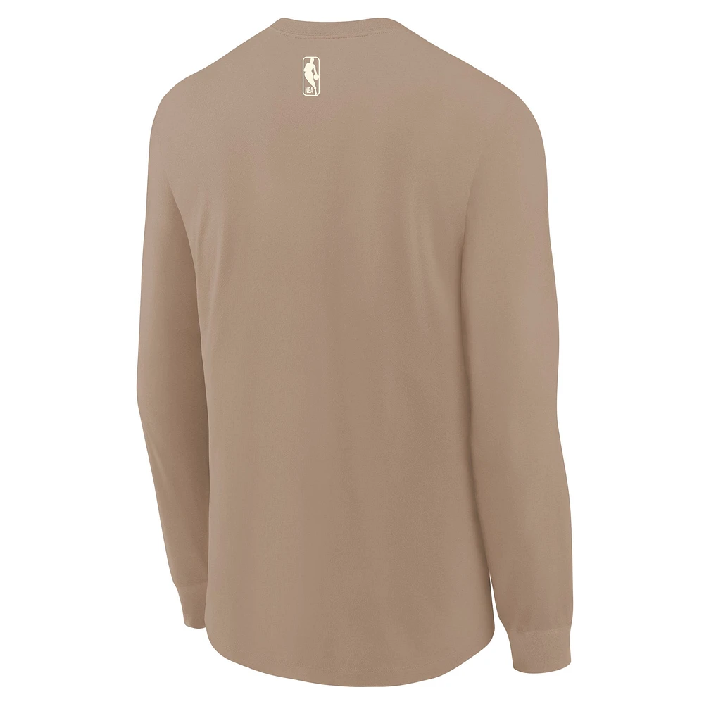 Youth Nike  Tan Chicago Bulls 2024/25 City Edition Wordmark Performance Long Sleeve T-Shirt
