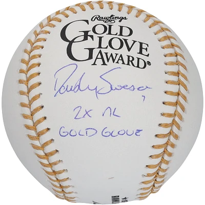 Dansby Swanson Chicago Cubs Autographed MLB Gold Glove Logo Baseball with "2X NL Gold Glove" Inscription