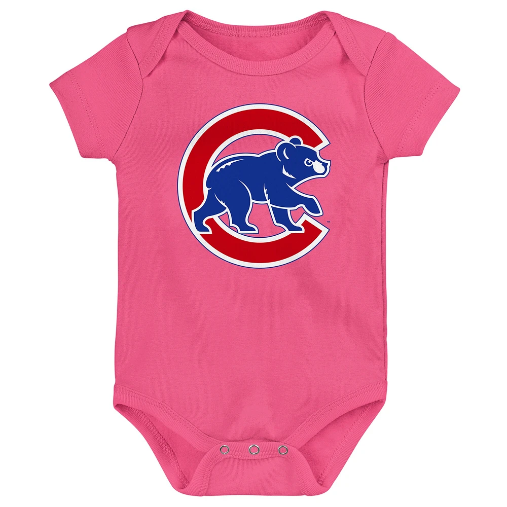 Infant Royal/Red/Pink Chicago Cubs Baseball Baby 3-Pack Bodysuit Set