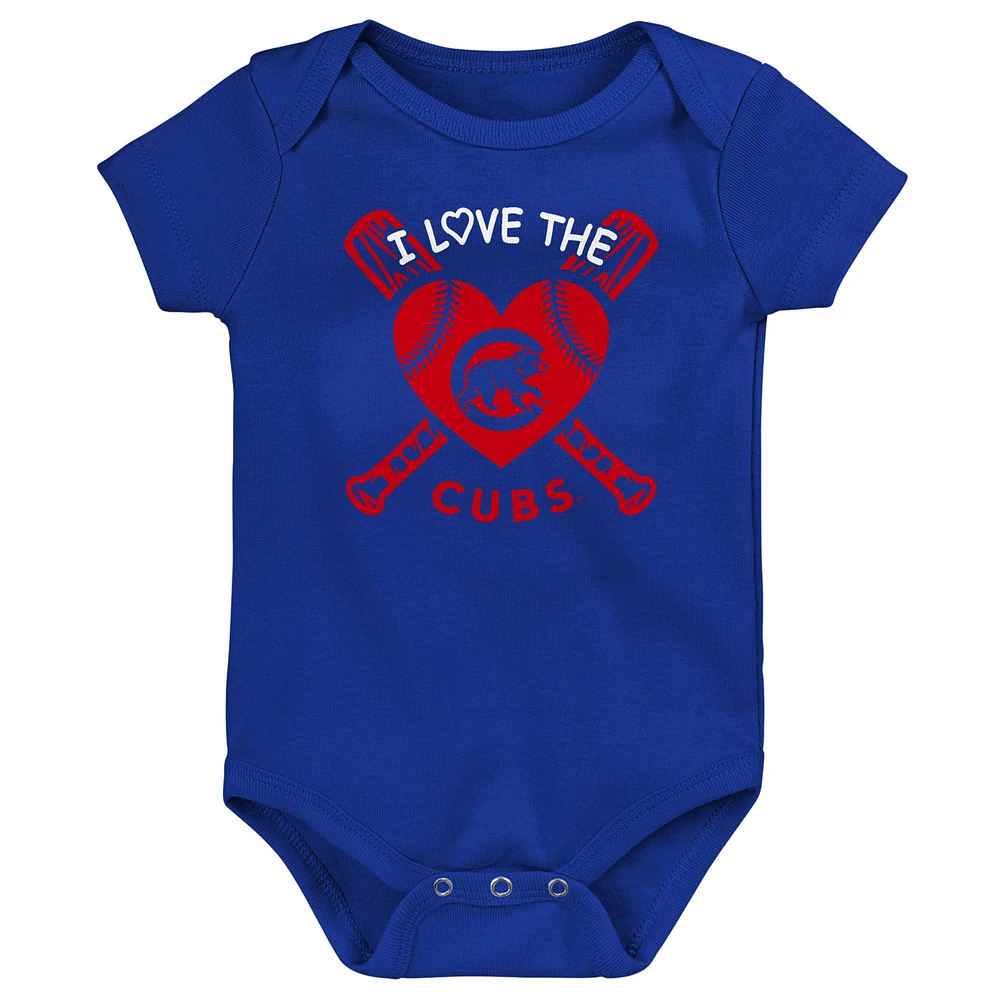 Infant Royal/Red/Pink Chicago Cubs Baseball Baby 3-Pack Bodysuit Set