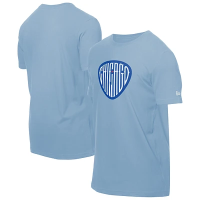 T-shirt médiator de guitare bleu clair New Era pour homme des Chicago Cubs